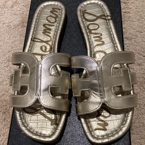 Sam Edelman's Iconic Bay Flat Sandal - Metallic Leather - Size 6.5
